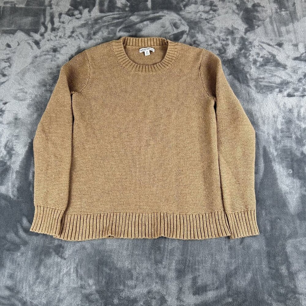 J Crew Cambridge Cable Knit Sweater Womens Size XS Caramel Taupe Wool Blend